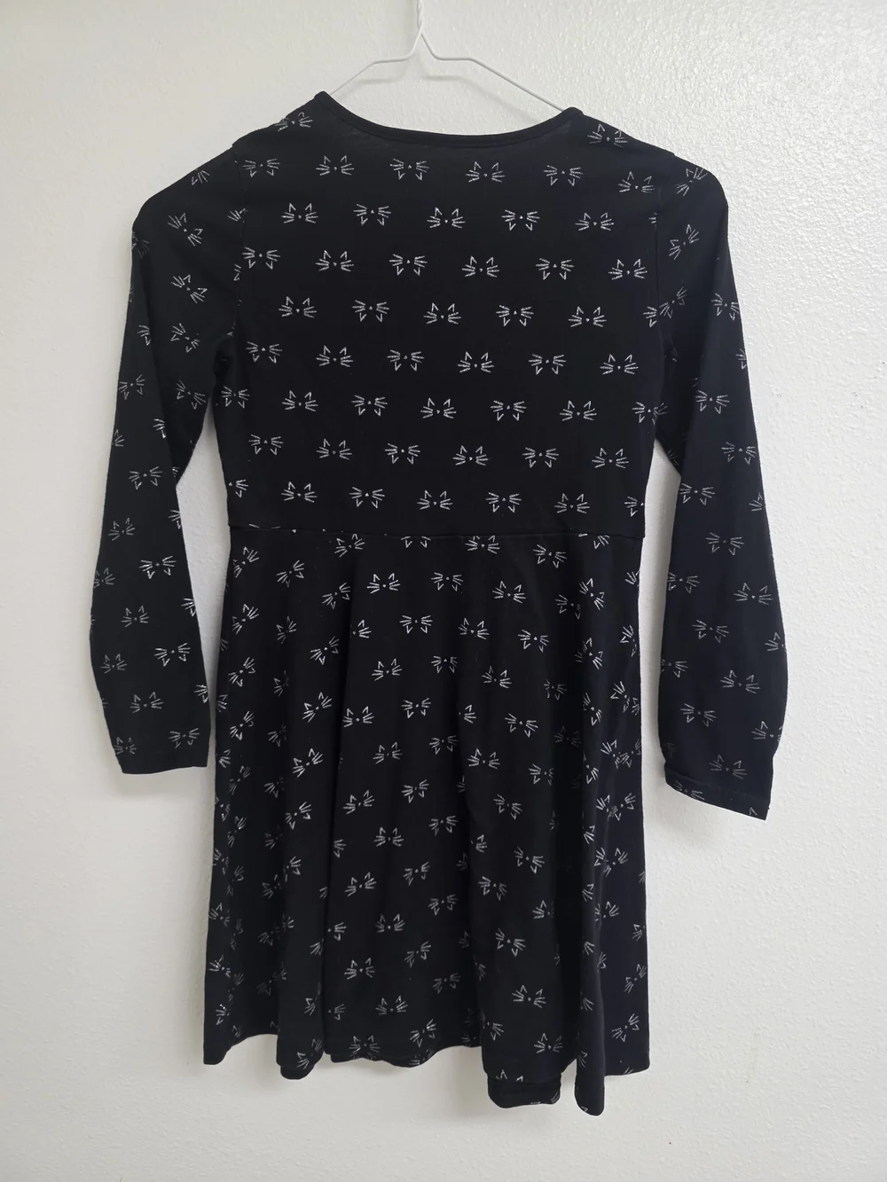 The Children's Place Black Knit Dress with White Cat Print (0638)